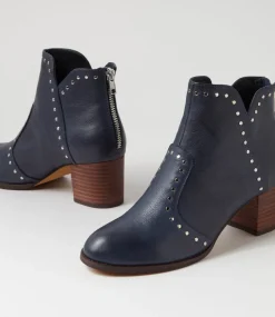 Shad Navy Choc Leather Ankle Boots
