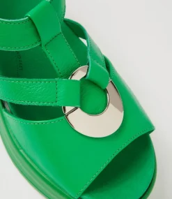 Sharrell Xw Bright Emerald Leather Sandals