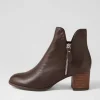 Shiannely Choc Leather Heeled Ankle Boots