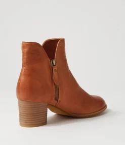 Shiannely Cognac Leather Ankle Boots