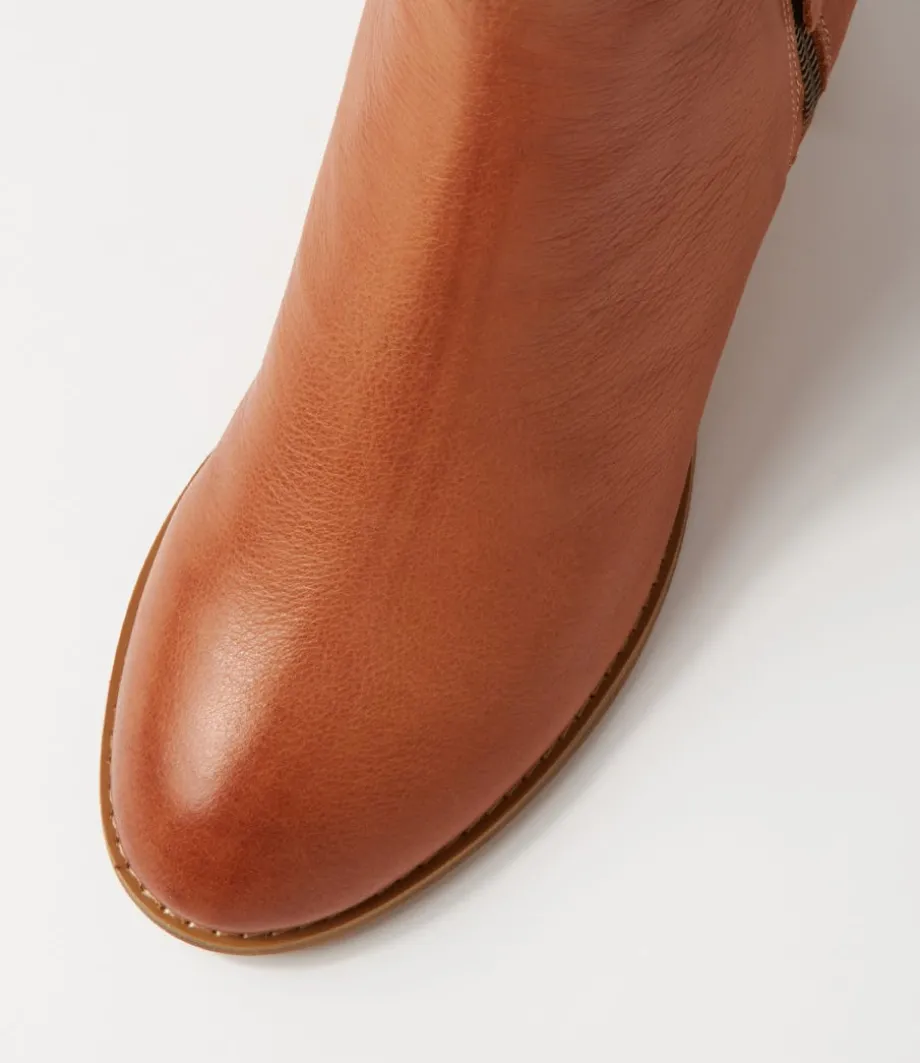 Shiannely Cognac Leather Ankle Boots