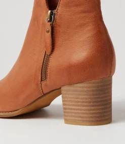 Shiannely Cognac Leather Ankle Boots