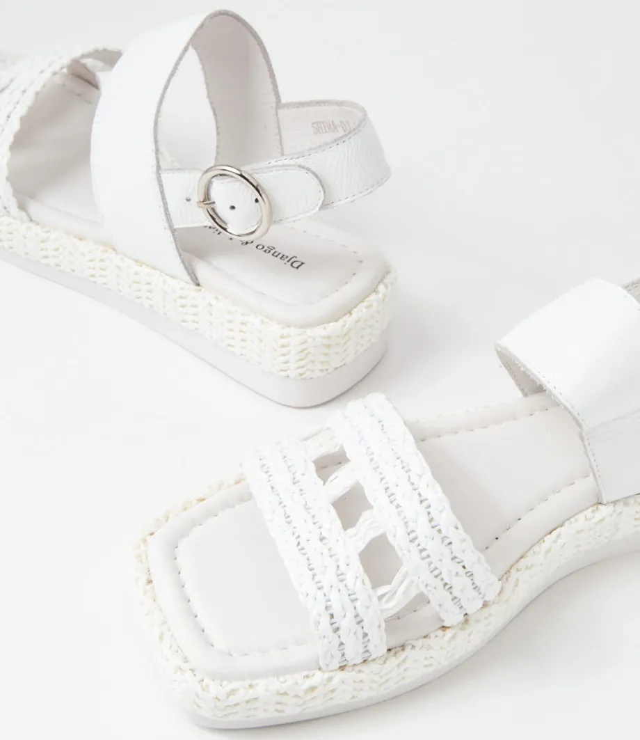 Shima White Synthetic Raffia Leather Espadrilles