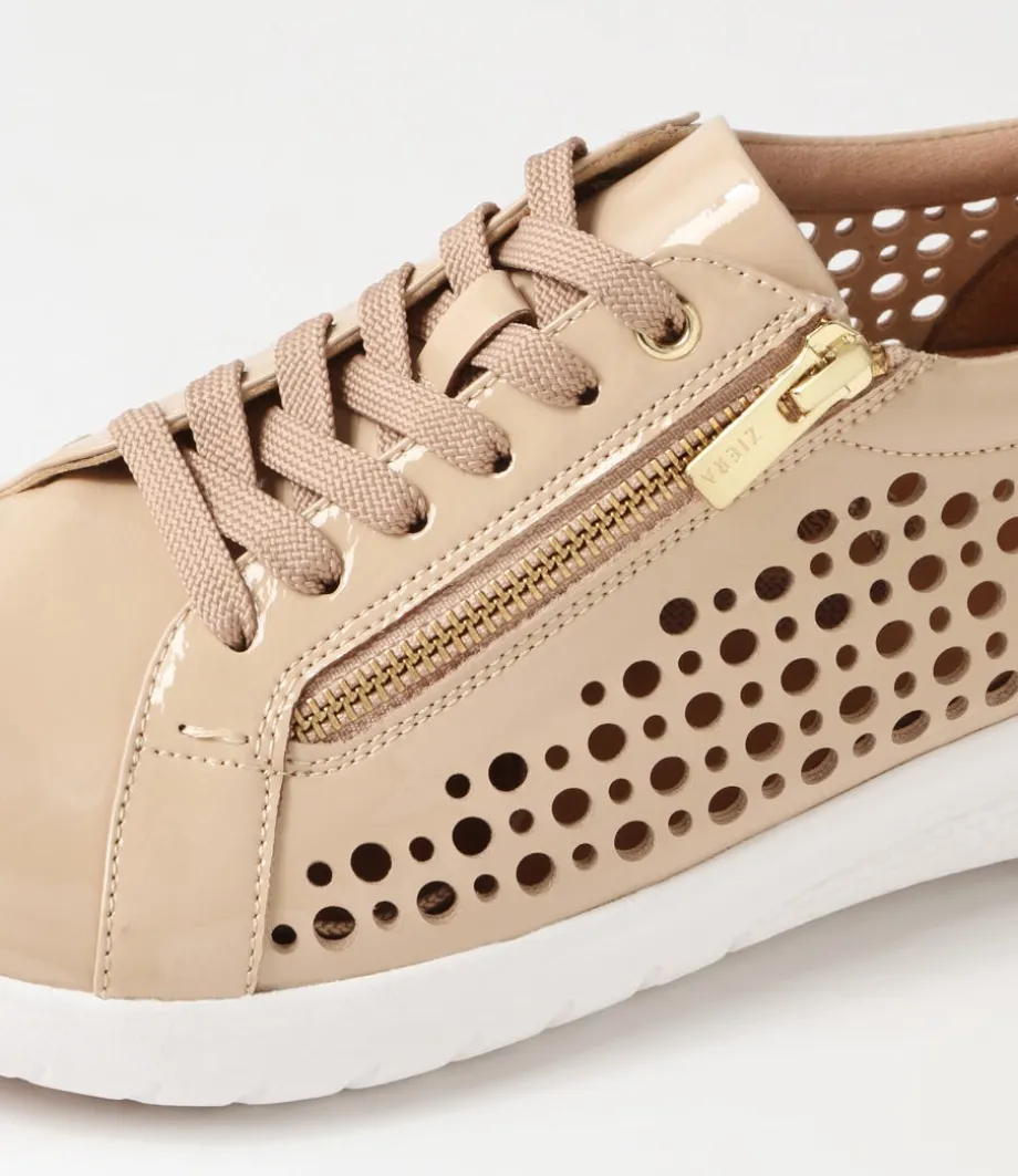 Shovo Xf Latte Wrinkle Patent Sneakers