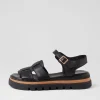 Simm Black Leather Sandals