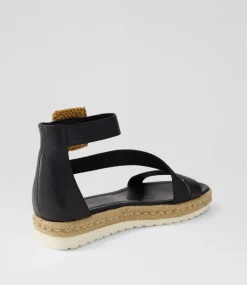 Sisel Black Natural Leather Buckle Espadrilles
