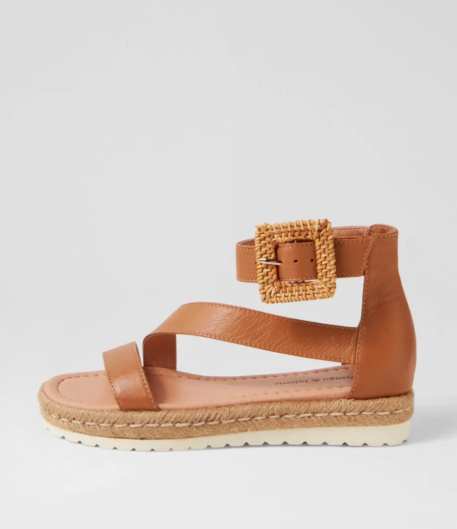 Sisel Dark Tan Natural Leather Buckle Espadrilles