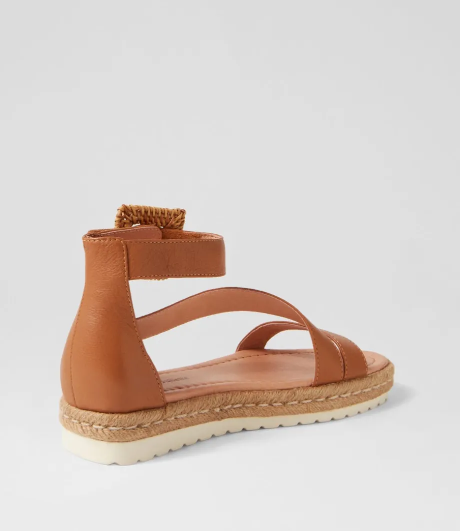 Sisel Dark Tan Natural Leather Buckle Espadrilles