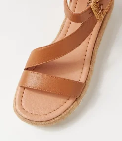 Sisel Dark Tan Natural Leather Buckle Espadrilles