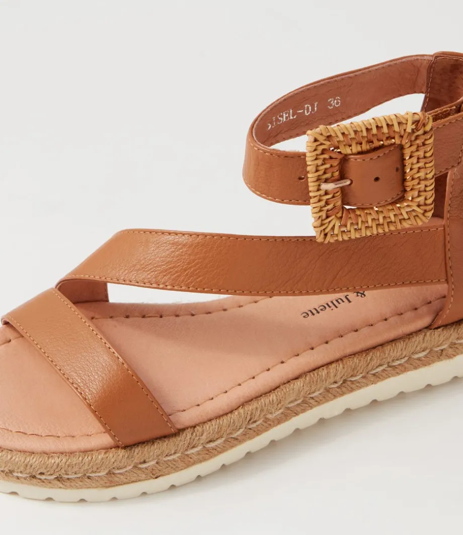 Sisel Dark Tan Natural Leather Buckle Espadrilles