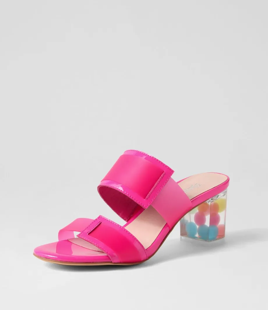 Sistel Hot Pink New Bubble Patent Vinylite Mules