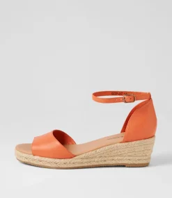 Skip Bright Orange Natural Rope Leather Espadrilles