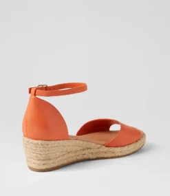 Skip Bright Orange Natural Rope Leather Espadrilles