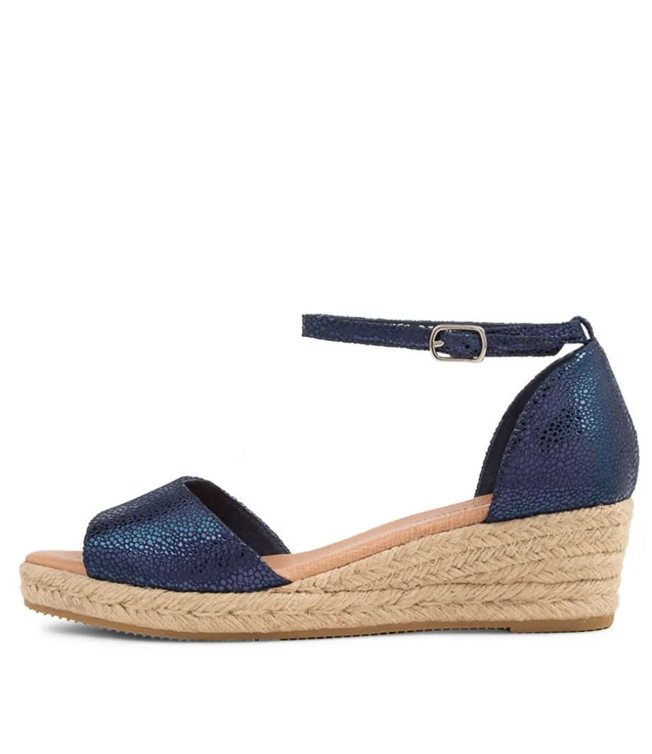 Skip Navy Speckle Leather Sandals