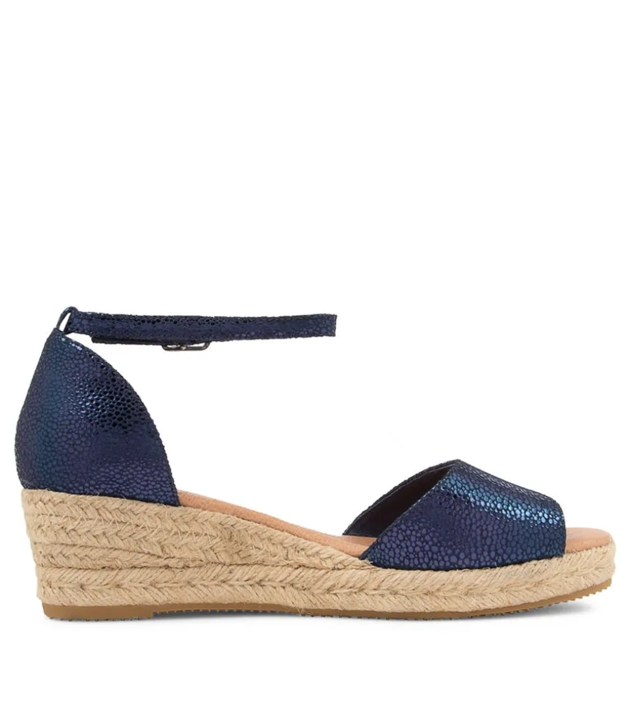 Skip Navy Speckle Leather Sandals