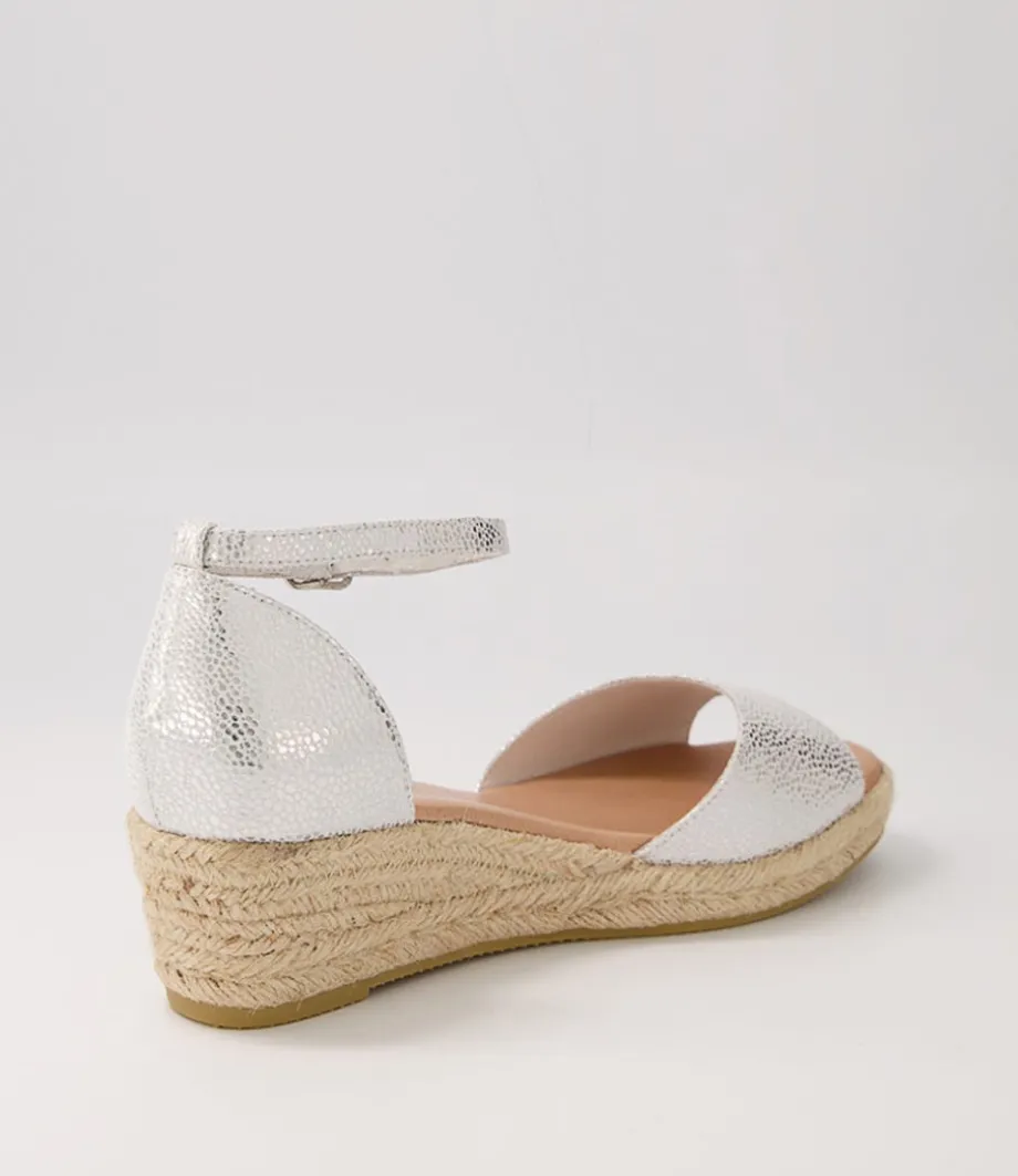 Skip Silver Natural Rope Speckle Leather Sandals