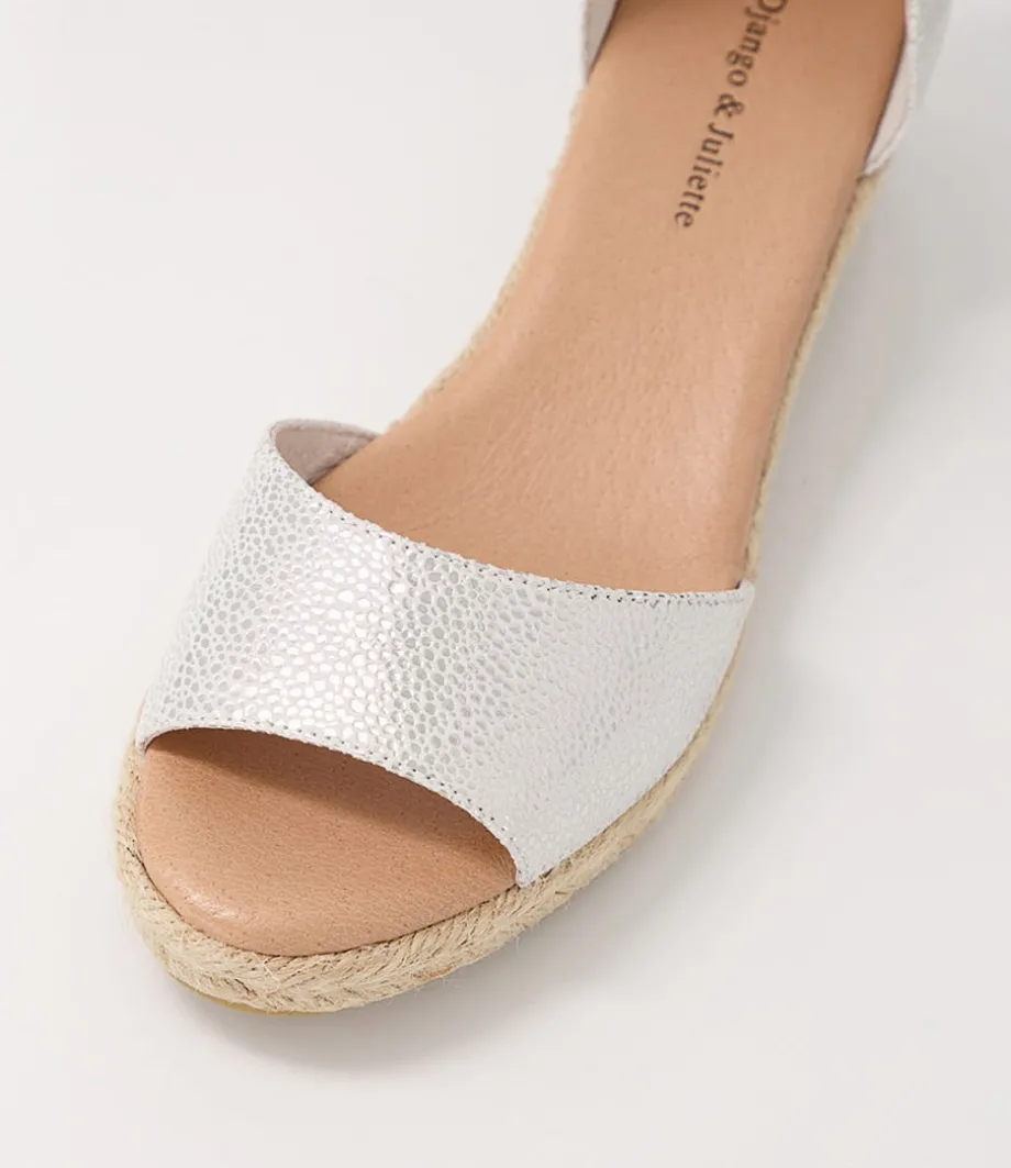 Skip Silver Natural Rope Speckle Leather Sandals