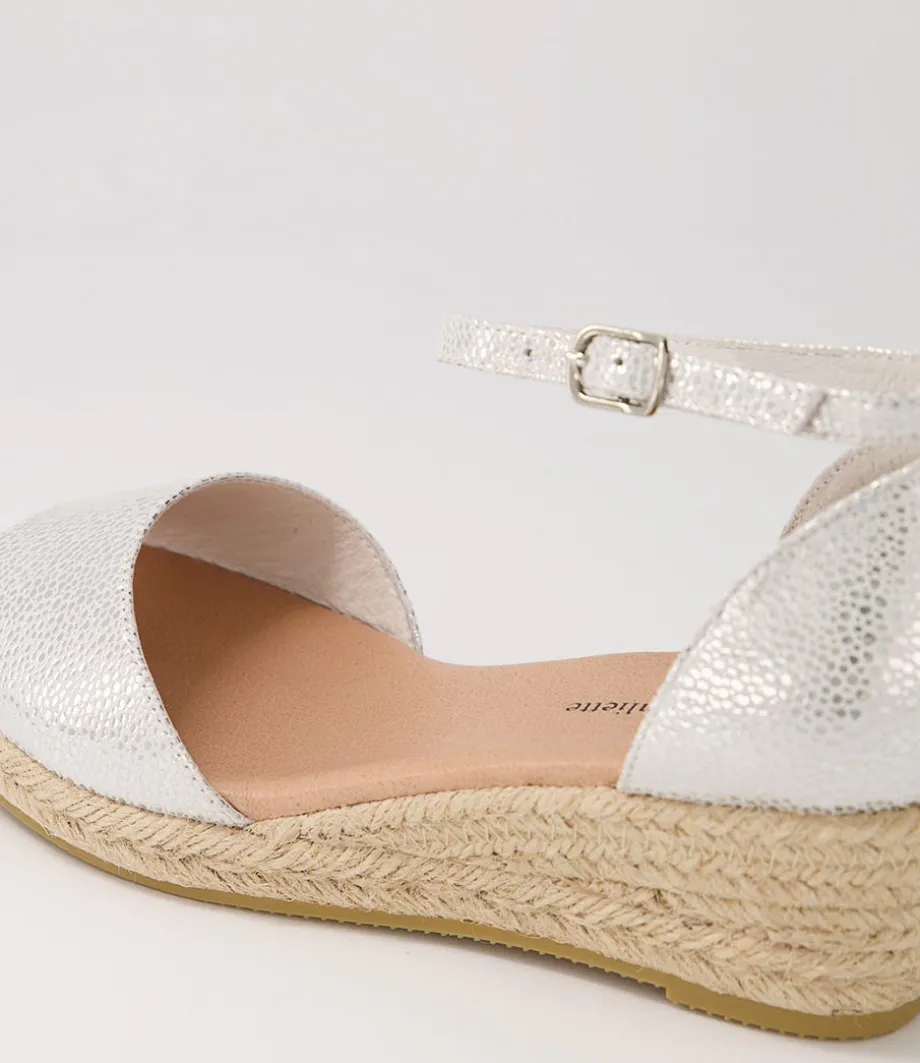Skip Silver Natural Rope Speckle Leather Sandals