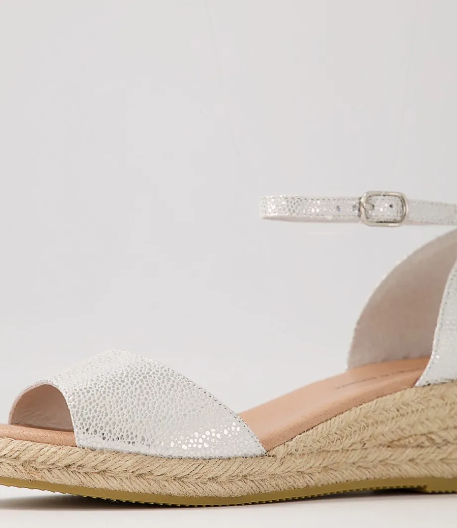 Skip Silver Natural Rope Speckle Leather Sandals