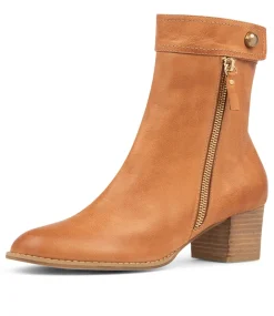 Skyy Dark Tan Leather Ankle Boots
