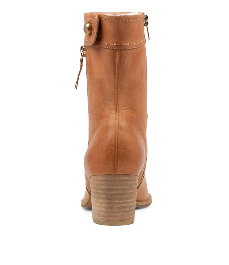 Skyy Dark Tan Leather Ankle Boots