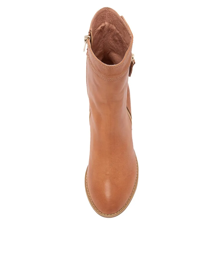 Skyy Dark Tan Leather Ankle Boots