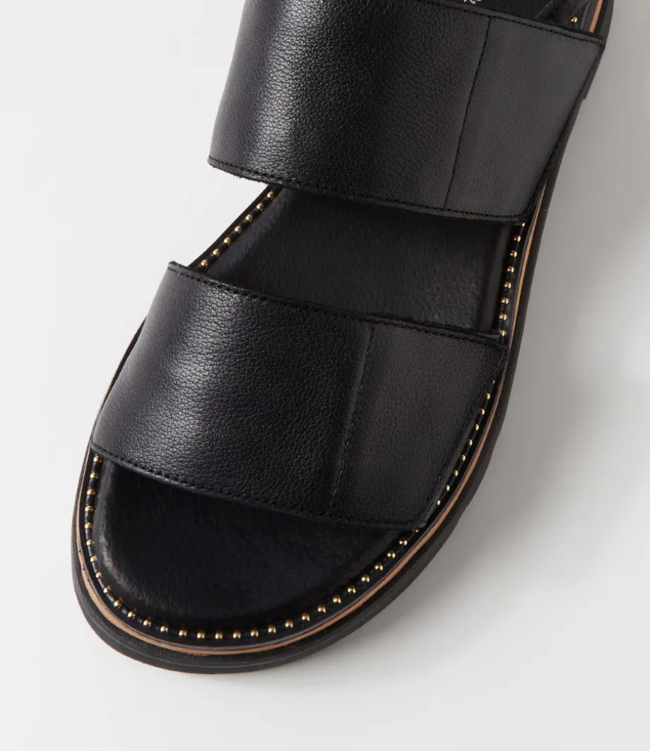 Soner Black Leather Sandals