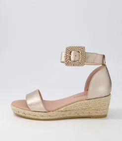 Sprout Champagne Leather Buckle Espadrilles