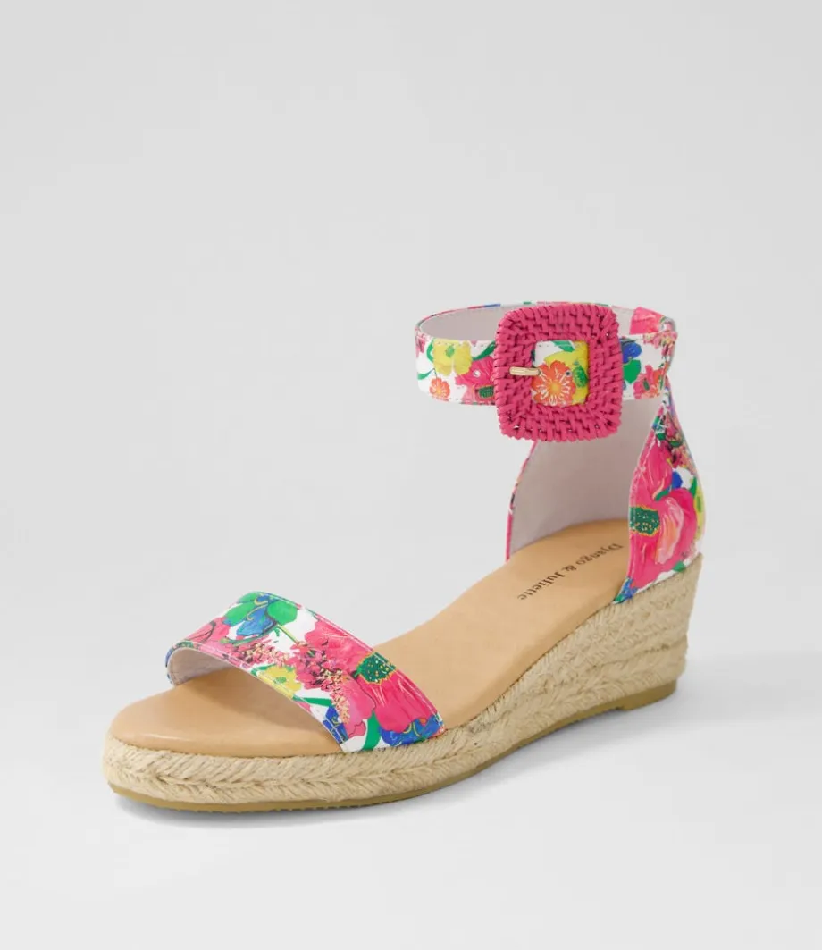 Sprout Lrg White Flowermania Leather Espadrilles