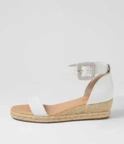 Sprout White Leather Buckle Sandals