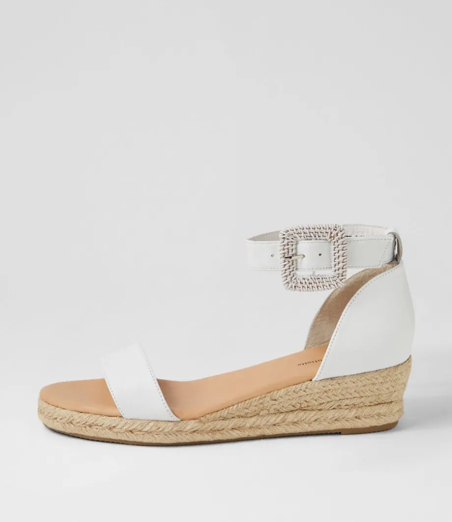 Sprout White Leather Buckle Sandals