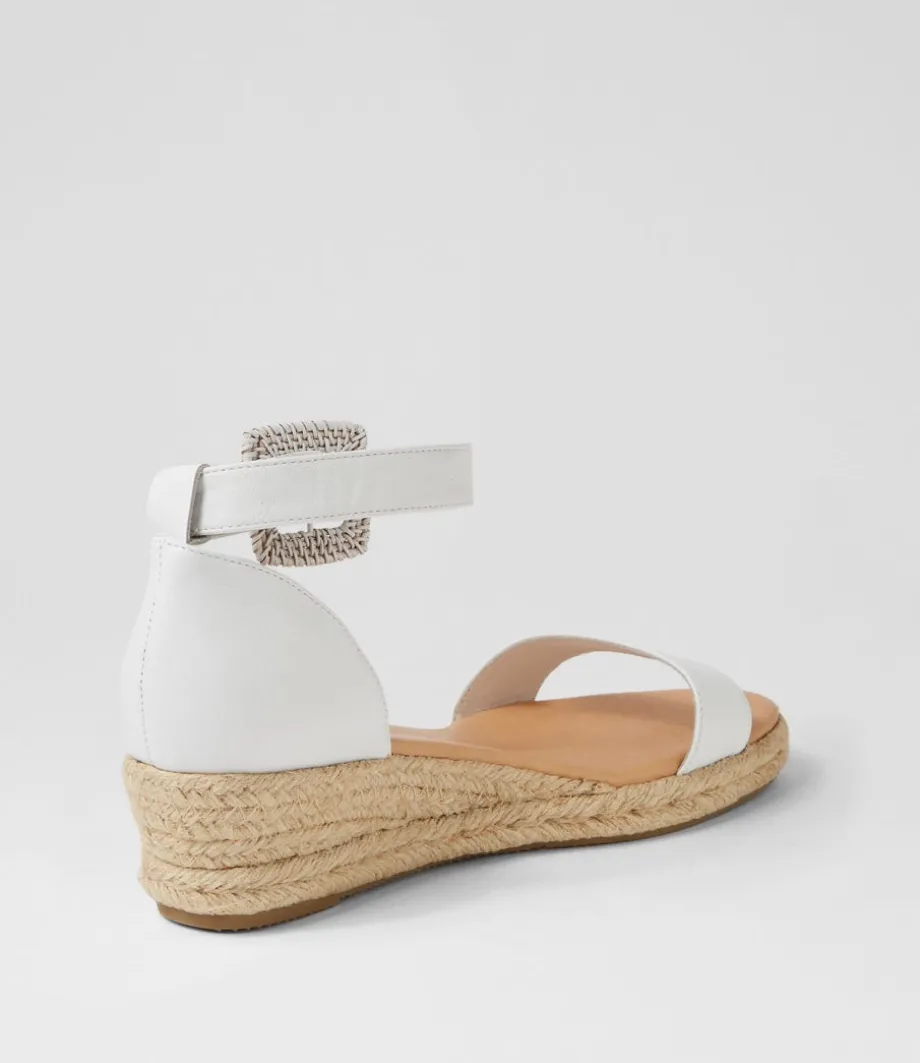 Sprout White Leather Buckle Sandals