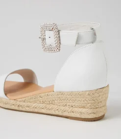 Sprout White Leather Buckle Sandals