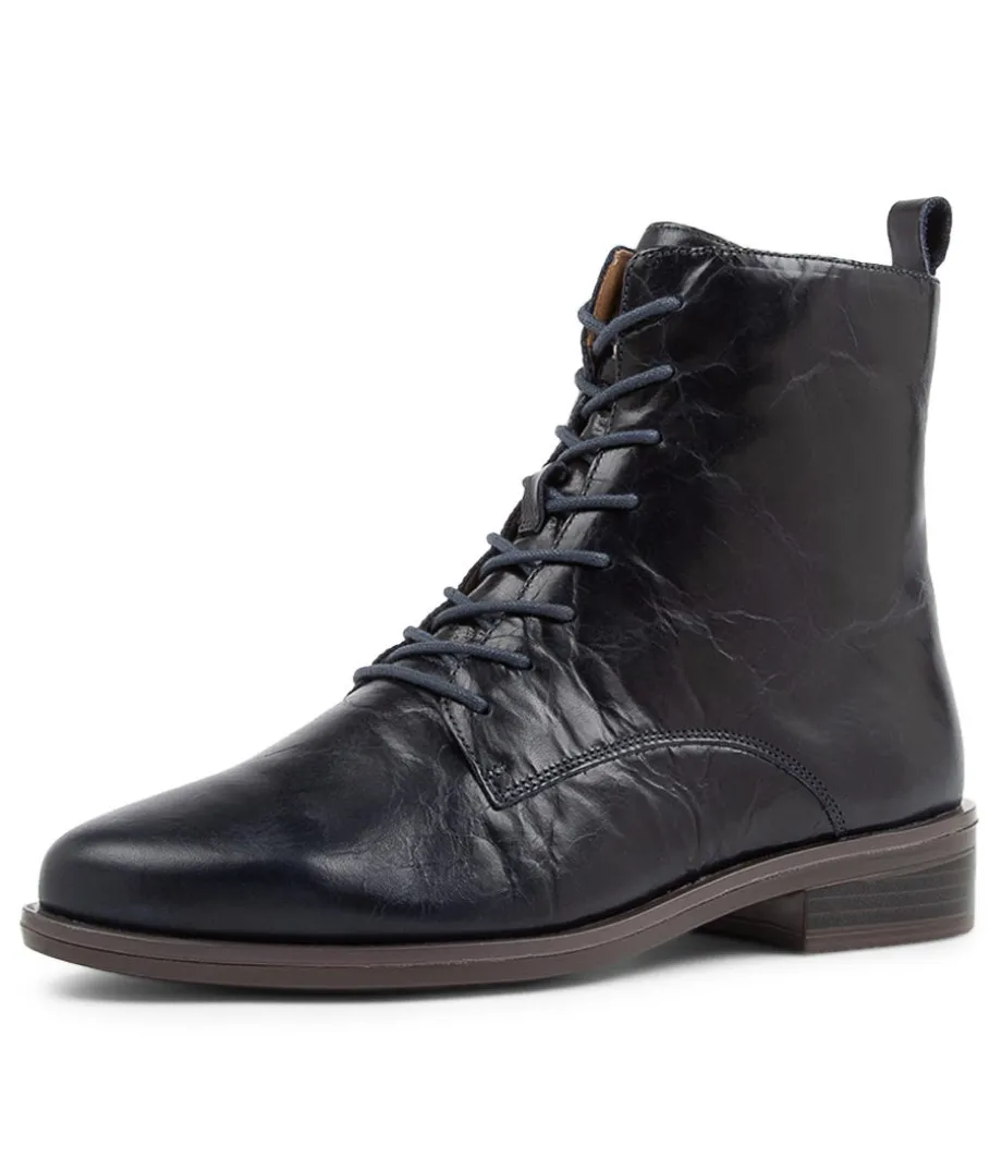 Steveny Xf Navy Leather Ankle Boots