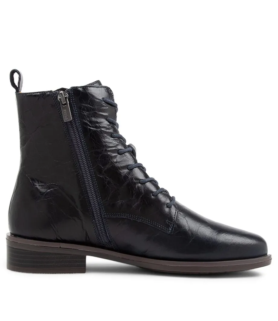 Steveny Xf Navy Leather Ankle Boots