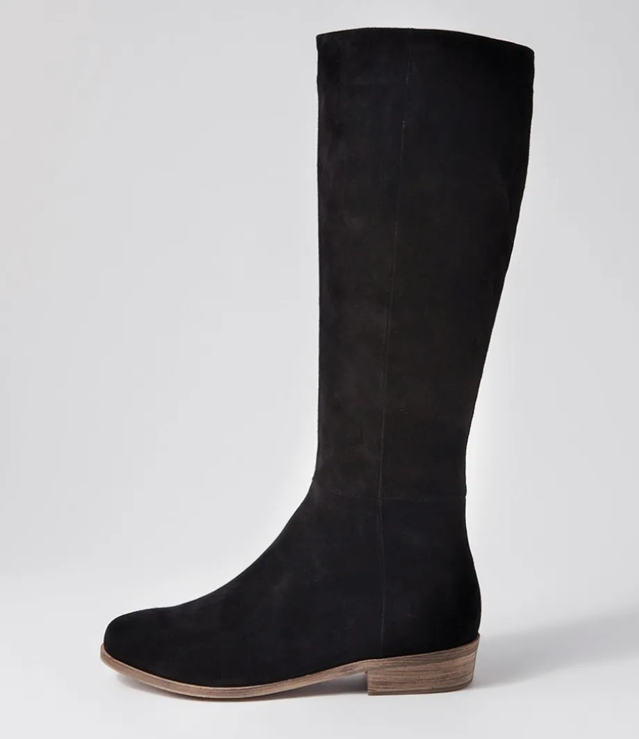Strath Black Suede Knee High Boots