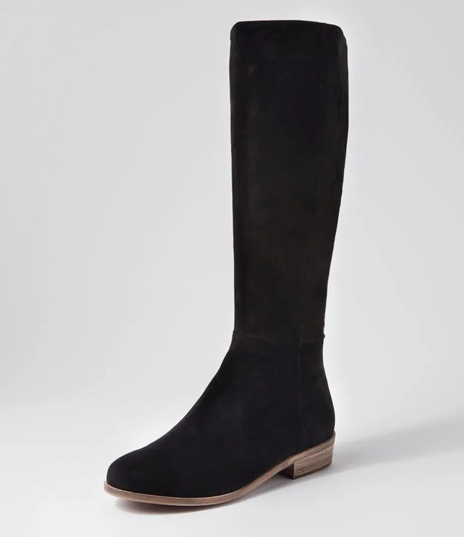 Strath Black Suede Knee High Boots