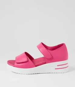 Sunnieys Xw Fuchsia White Leather Sandals