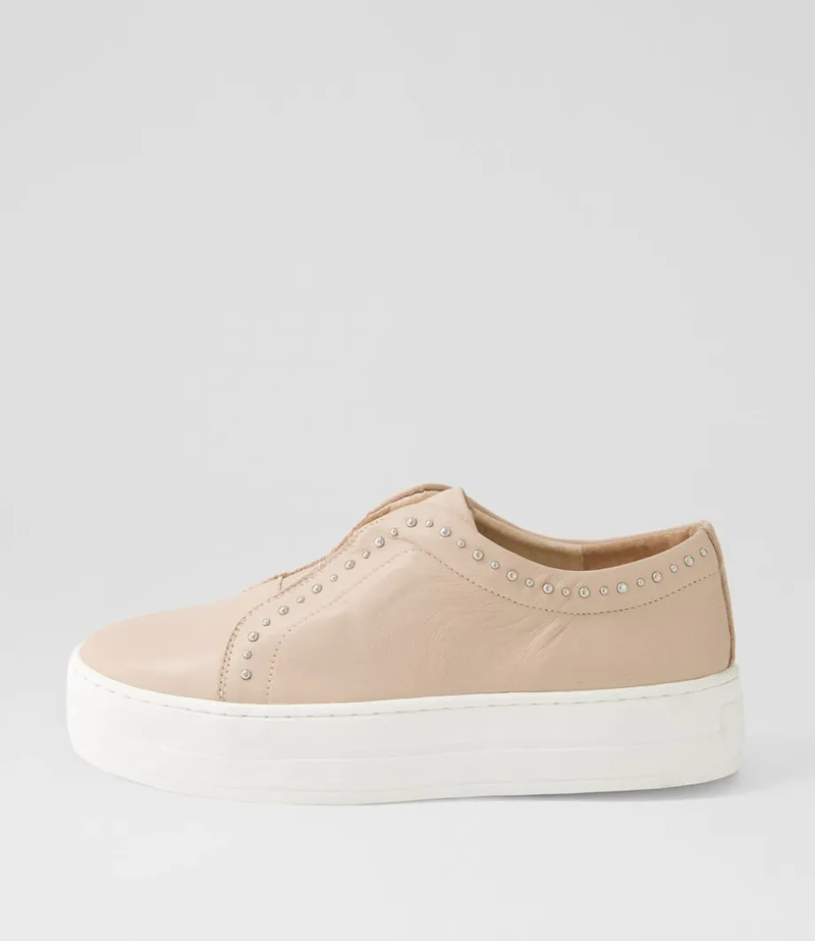 Synty Nude White Leather Sneakers