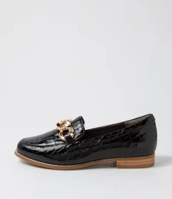 Tamest Xf Black Patent Croc Flat Shoes