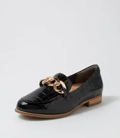 Tamest Xf Black Patent Croc Flat Shoes