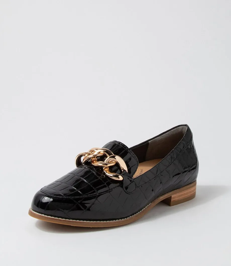 Tamest Xf Black Patent Croc Flat Shoes