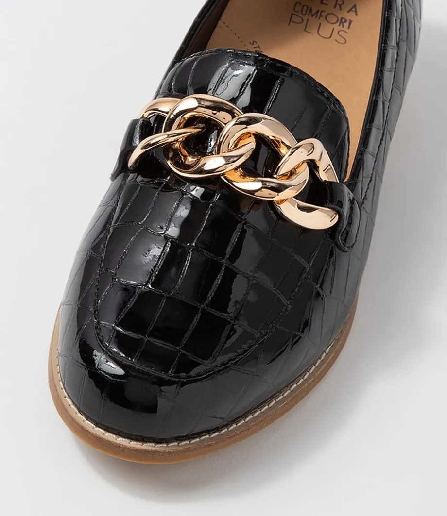 Tamest Xf Black Patent Croc Flat Shoes