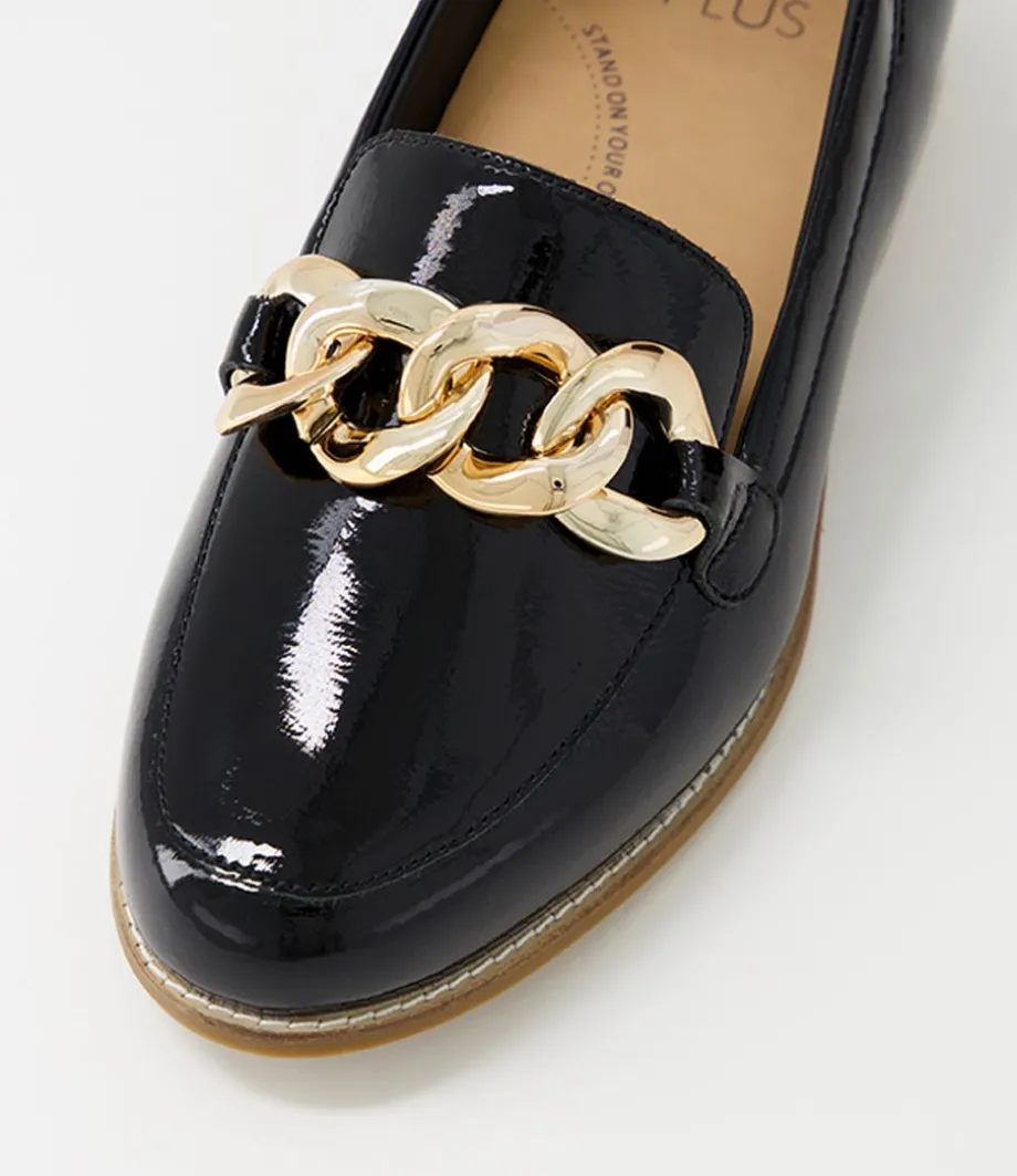 Tamest Xf Black Wrinkle Patent Flat Shoes