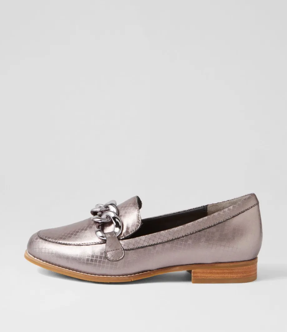 Tamest Xf Pewter Squares Leather Loafers