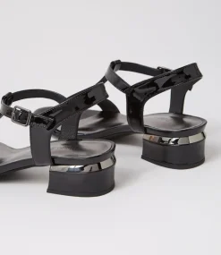 Taner Black Patent Leather Sandals