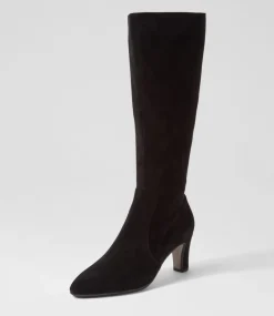 Teddie Black Suede Knee High Boots