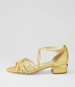 Tenna Gold Glam Leather Sandals