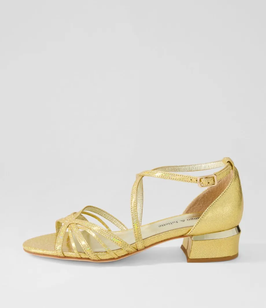 Tenna Gold Glam Leather Sandals