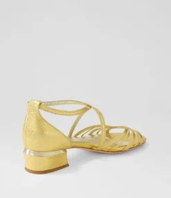 Tenna Gold Glam Leather Sandals